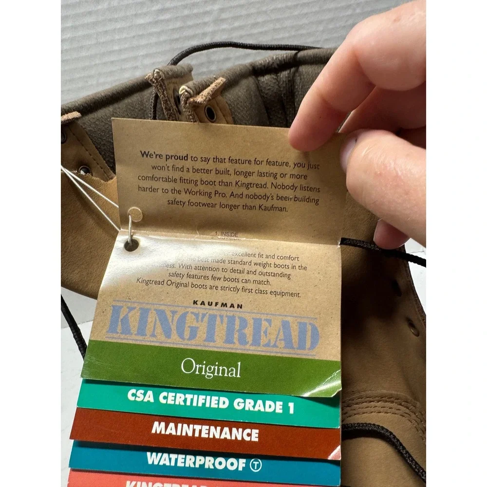 Kaufman Black Diamond Kingtread Work Boots Tan Leather Waterproof CSA Mens 7